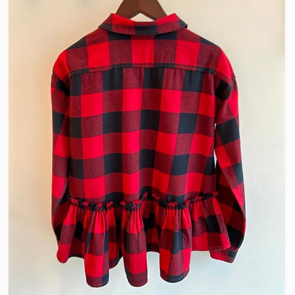 Tucker + Tate Girls' Buffalo Check Plaid Flannel Peplum Top - Picture 2 of 8